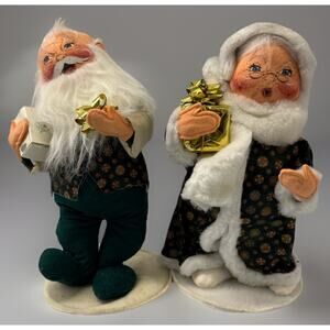 VTG 2000 Annalee Mobilite Doll 12”Mrs Claus & Santa Claus Set Of 2 Grand Sales